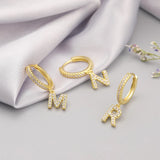 925 Silver 26 Letters Pendant Earring For Women