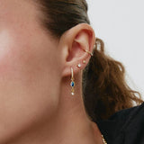 925 Silver Dangle Earrings Colorful Zircon Water Hoop Jewelry