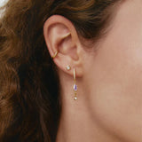 925 Silver Dangle Earrings Colorful Zircon Water Hoop Jewelry