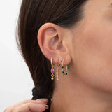 925 Silver Dangle Earrings Colorful Zircon Water Hoop Jewelry