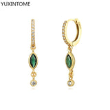 925 Silver Dangle Earrings Colorful Zircon Water Hoop Jewelry