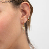 925 Silver Ear Needle Hoop Earrings CZ Zircon Piercing Fine Jewelry