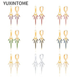 925 Silver Ear Needle Hoop Earrings CZ Zircon Piercing Fine Jewelry