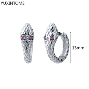 925 Silver Purple Crystal Hoop Earrings for Women