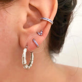 925 Silver Purple Crystal Hoop Earrings for Women