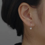 925 Silver Hoop Earrings Crystal Wedding Women's Jewelry