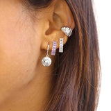 925 Silver Hoop Earrings Crystal Wedding Women's Jewelry