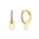 925 Silver Square Dangle Earrings Colorful Crystal Hoop Party Jewelry