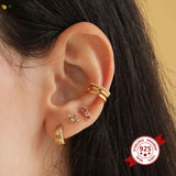 925 Silver Ear Studs Colorful Earrings Geometric Jewelry