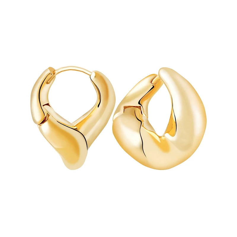 925 Silver Geometric Hoop Earrings Metal Wind Twisted Glossy Party Jewelry