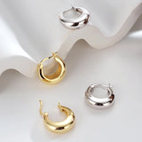925 Silver Geometric Hoop Earrings Metal Wind Twisted Glossy Party Jewelry