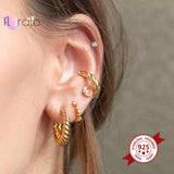 925 Silver C Shaped Metal Punk Stud Earring for Women