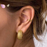 925 Silver C Shaped Metal Punk Stud Earring for Women