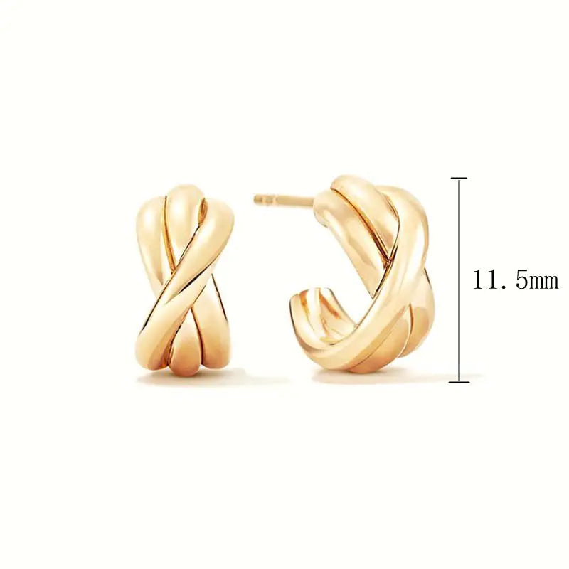 925 Silver C Shaped Metal Punk Stud Earring for Women