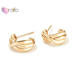 925 Silver C Shaped Metal Punk Stud Earring for Women