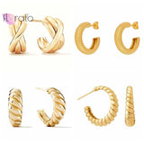 925 Silver C Shaped Metal Punk Stud Earring for Women