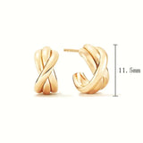 925 Silver C Shaped Metal Punk Stud Earring for Women