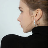 925 Silver Girl Net Eed Stud Earring Heart-Shaped