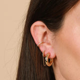 Sterling Silver Engraved Star Moon Hoop Earrings