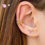 925 Silver Ear Needle Green Purple Zircon Stud Earring