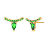925 Silver Ear Needle Green Purple Zircon Stud Earring