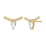 925 Silver Ear Needle Green Purple Zircon Stud Earring