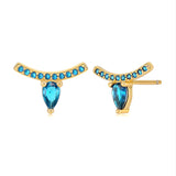 925 Silver Ear Needle Green Purple Zircon Stud Earring