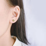 925 Silver Green Crystal Stud Earrings for Women Piercing Jewelry