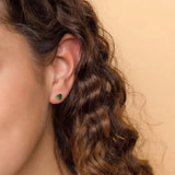 925 Silver Green Crystal Stud Earrings for Women Piercing Jewelry