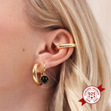 925 Silver Smile Hoop Earrings for Women Enamel Smiley Jewelry