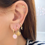 925 Silver Smile Hoop Earrings for Women Enamel Smiley Jewelry