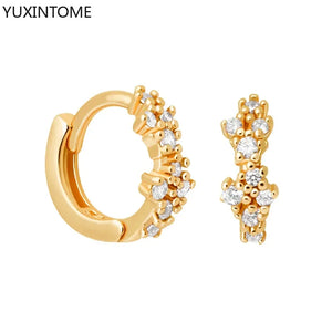 925 Sterling Silver Crystal Circle Small Huggie Earrings for Women
