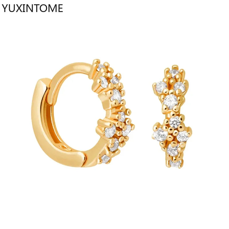 925 Sterling Silver Crystal Circle Small Huggie Earrings for Women