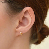 925 Sterling Silver Crystal Circle Small Huggie Earrings for Women