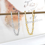 925 Silver Ear Needle Hoop Earrings Colorful Crystal Tassel Circle Jewelry