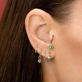 925 Silver Ear Needle Hoop Earrings Colorful Crystal Tassel Circle Jewelry