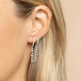 925 Silver Ear Needle Hoop Earrings Colorful Crystal Tassel Circle Jewelry