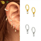 925 Silver Hoop Earrings Diamond Chain Fine Jewelry Party