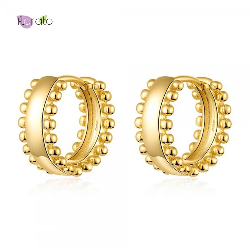 925 Sterling Silver Zircon Hoop Earrings Minimalist Style