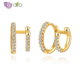 925 Sterling Silver Zircon Hoop Earrings Minimalist Style
