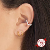 925 Sterling Silver Zircon Hoop Earrings Minimalist Style