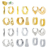 925 Silver Square Hoop Earrings Metal Rock Style Geometric Thick Jewelry