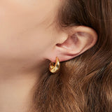 925 Silver Square Hoop Earrings Metal Rock Style Geometric Thick Jewelry
