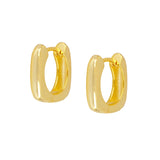 925 Silver Square Hoop Earrings Metal Rock Style Geometric Thick Jewelry