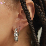 925 Silver Twist Hoop Earrings Women Punk Rock Jewelry Gift