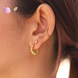 925 Silver Twist Hoop Earrings Women Punk Rock Jewelry Gift