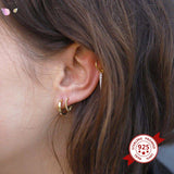 925 Silver Twist Hoop Earrings Women Punk Rock Jewelry Gift