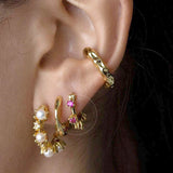 925 Silver Crystal Hoop Earrings Minimalist Flower Women Party Jewelry