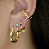 925 Silver Crystal Hoop Earrings Minimalist Flower Women Party Jewelry