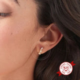 925 Silver Crystal Hoop Earrings Minimalist Flower Women Party Jewelry